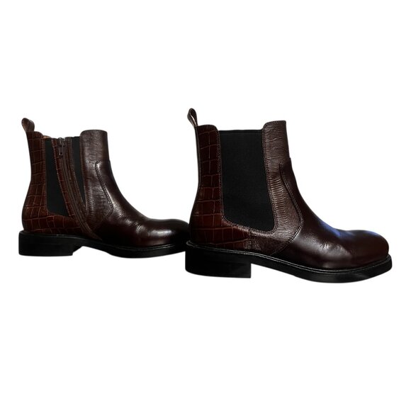 Jeffrey Campbell Edmond Chelsea Booties Women 8 Brown Real Leather Zipper Classi - Picture 3 of 16